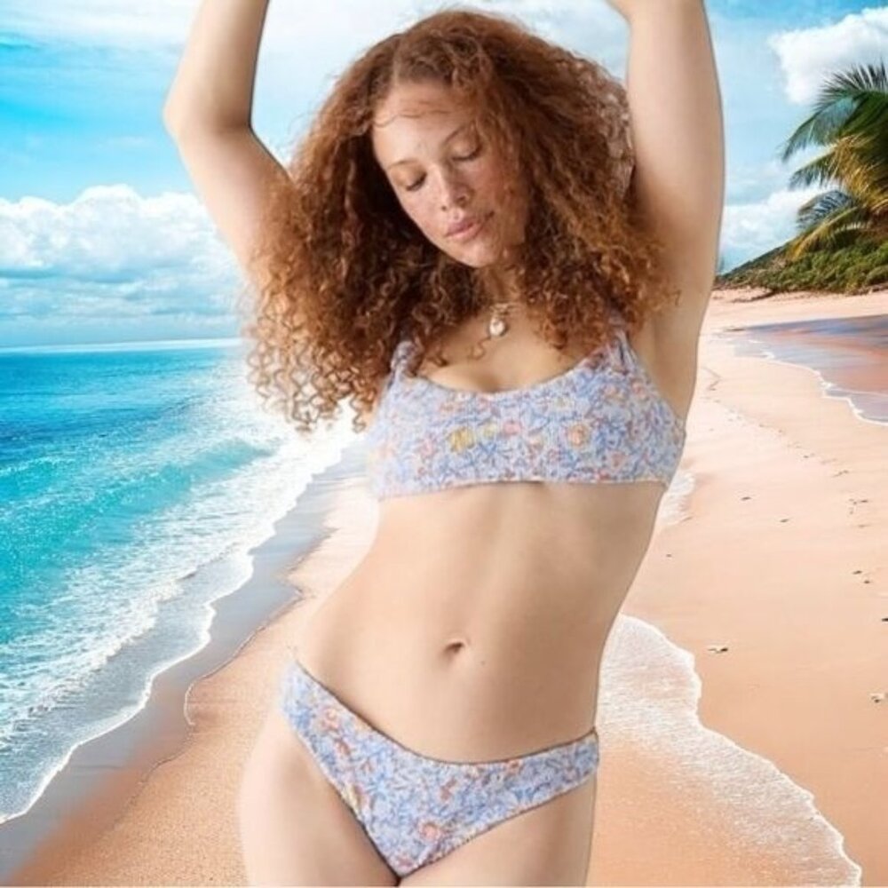 NEW J. Crew Ditsy Floral Ribbed Halter Bikini Set Resort Vacation‎ Coastal 3X
